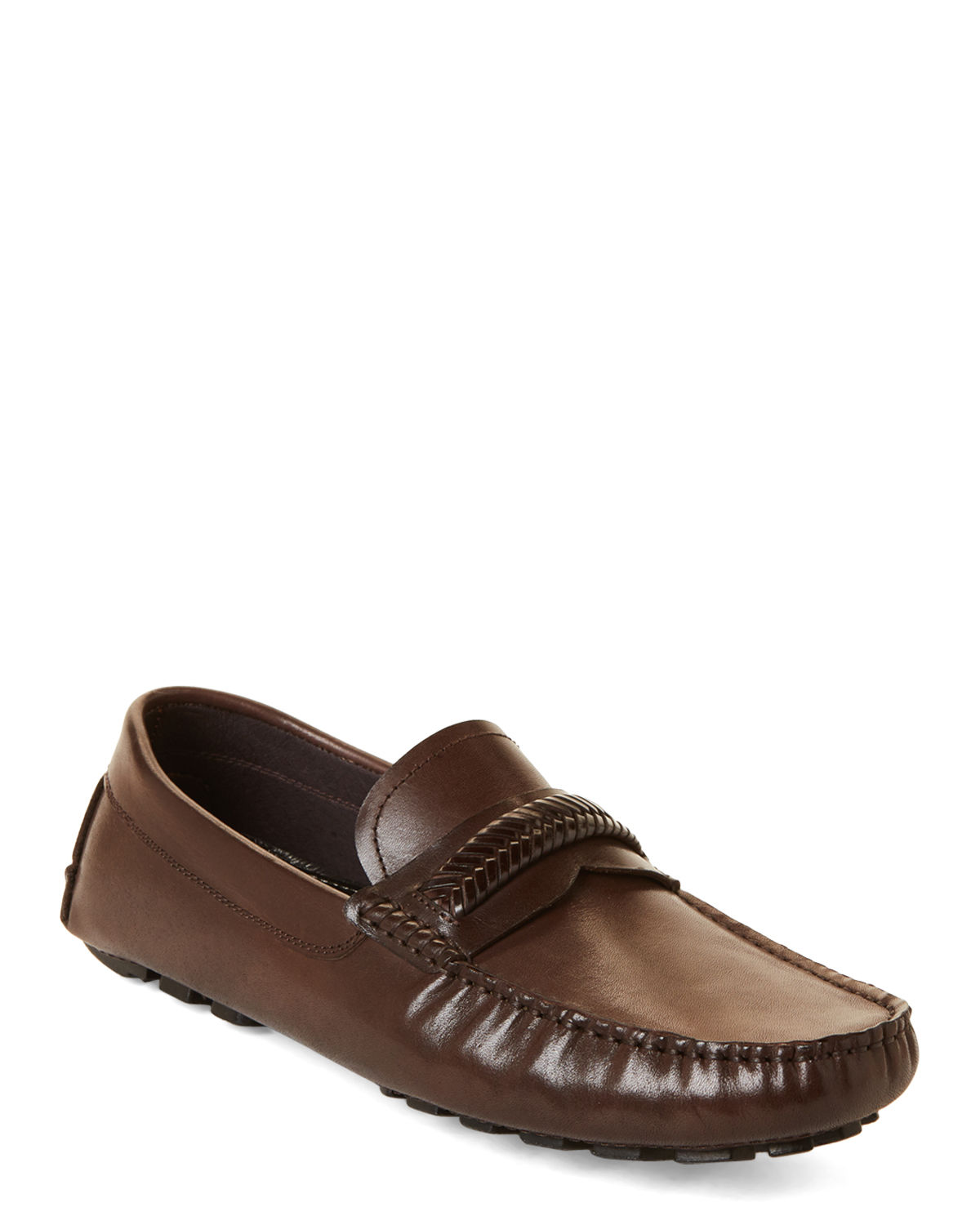 Brown Carson Leather Driving Loafers